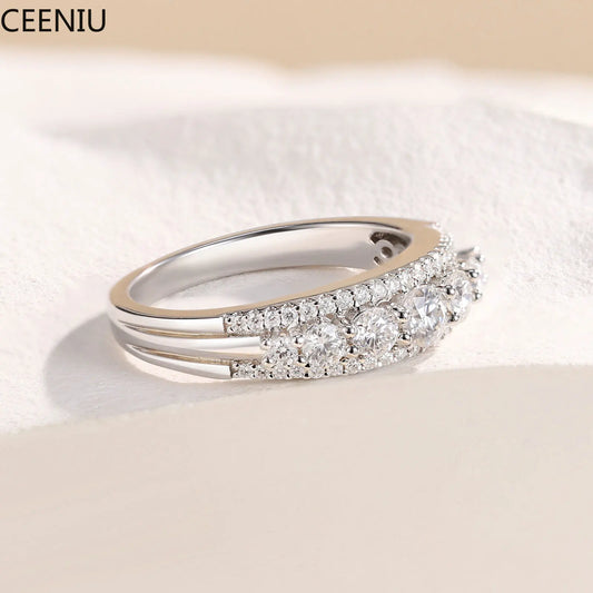 Moissanite Wedding Rings for Women Original 925 Sterling Silver Eternity Band Engagement Ring Fine Jewelry