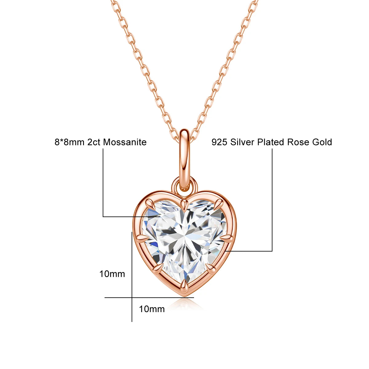 Heart Shape Necklace Pendant 2CT D Color Moissanite 14K Gold Filled for Girlfriend Fiancée Gift  Valentine's Day Gifts Romantic