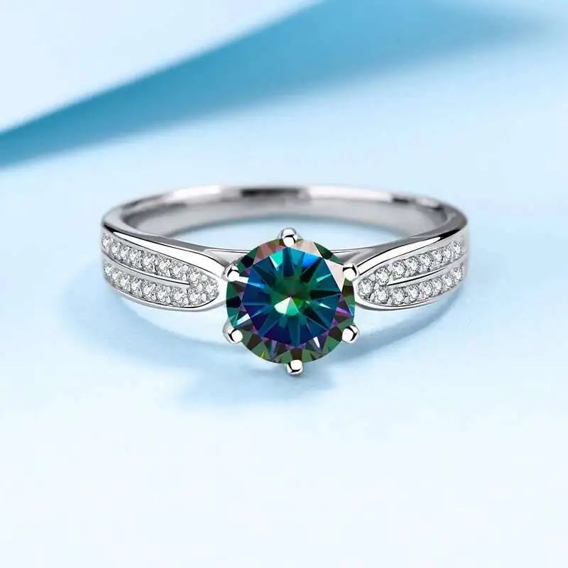 1CT 6.5MM D Color VVS GRA Moissanite Ring For Charm Lady 925 Sterling Silver Female Fine 925 Sterling Silver Jewelry Wholesale