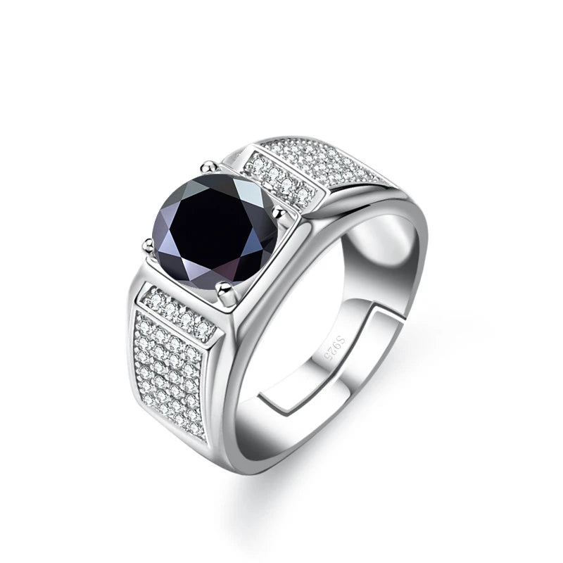 JoyceJelly Gorgeous 925 Sterling Silver Moissanite Ring For Men Boss Male Rings Wedding Engagement Party Luxury Jewelry Size7-11