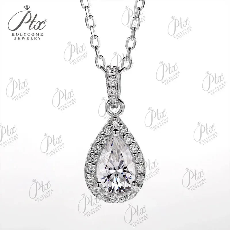 Moissanite Brilliant D White Pear Cut S925 Silver Necklace Earring Set GRA Certified 100% S925 Sterling Silver Wedding Jewelry