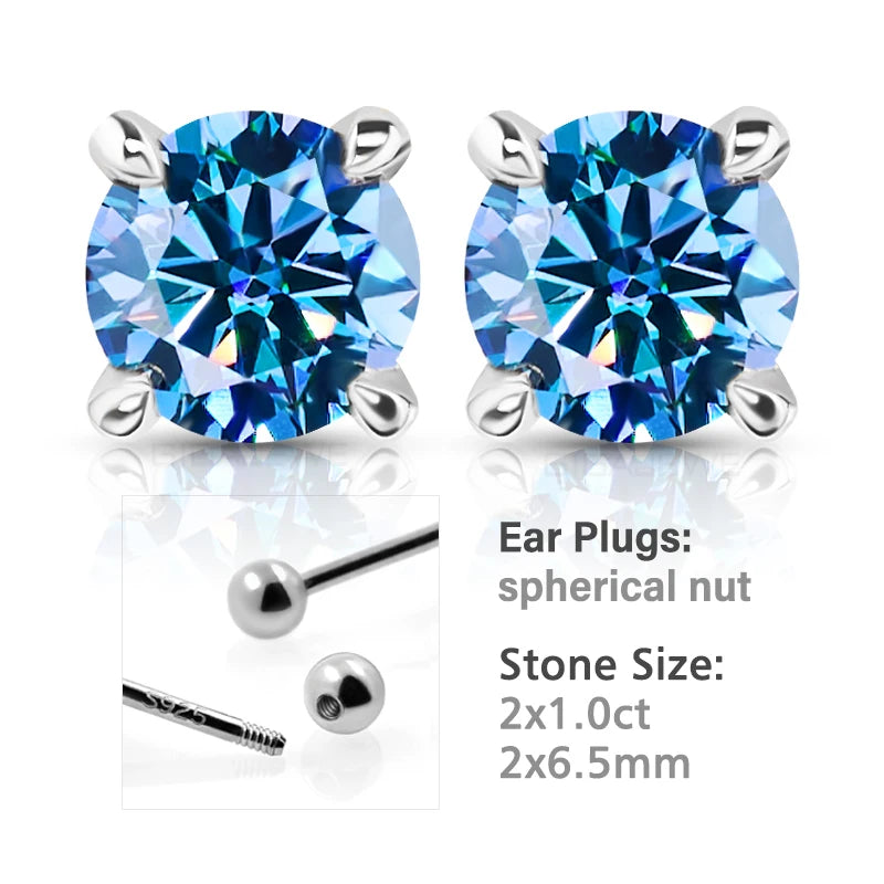 GIGAJEWE 925 Sterling Silver 4-Prong Stud Earrings D Color & Nova Color Moissanite Earrings for Women Fine Jewelry Gift