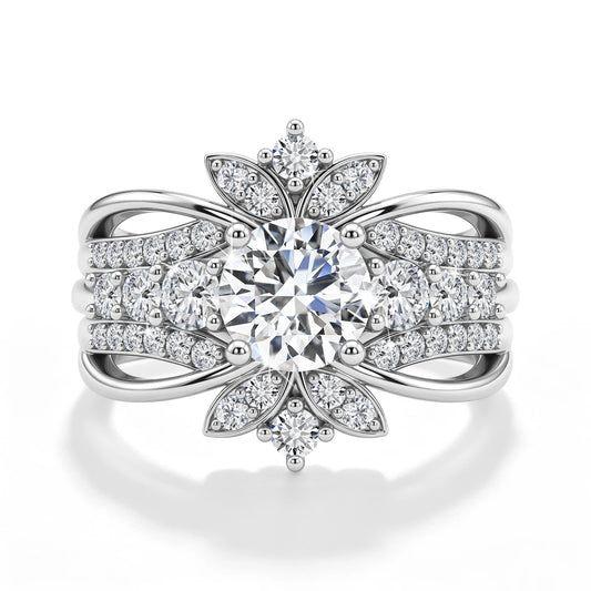 Luxury 3-in-1 Stackable Moissanite Ring Set Bridal Jewelry 925 Sterling Silver 18k Gold Plated Engagement Wedding Band for Women