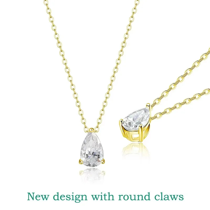 Smyoue Certified 1CT 2CT 3CT 4CT Moissanite Necklace for Women 100% S925 Sterling Silver Pear Cut D VVS1 Pendant Dropshipping