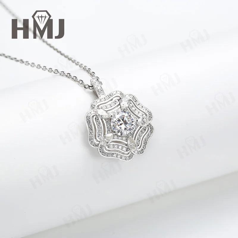 Moissanite Ring Necklace 925 Sterling Silver Dual Purpose Unique Customized Style Jewelry High Quality Hypoallergenic Charms