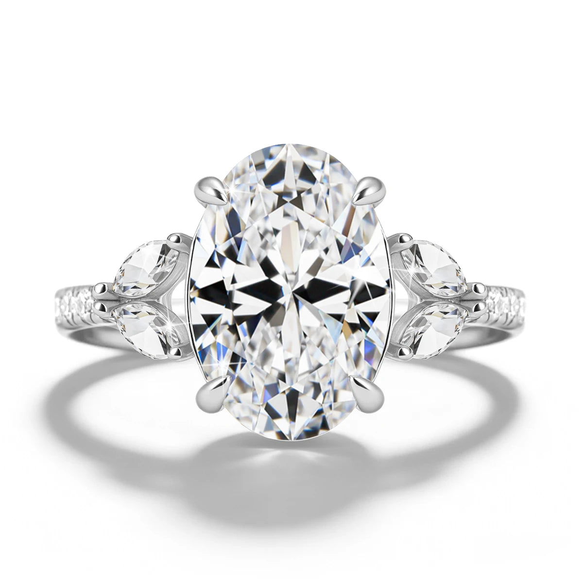 4.5ct Oval Cut Moissanite Engagement Ring for Women, 925 Sterling Silver D Color VVS1 Diamond Ring  Promise Wedding Fine Jewelry