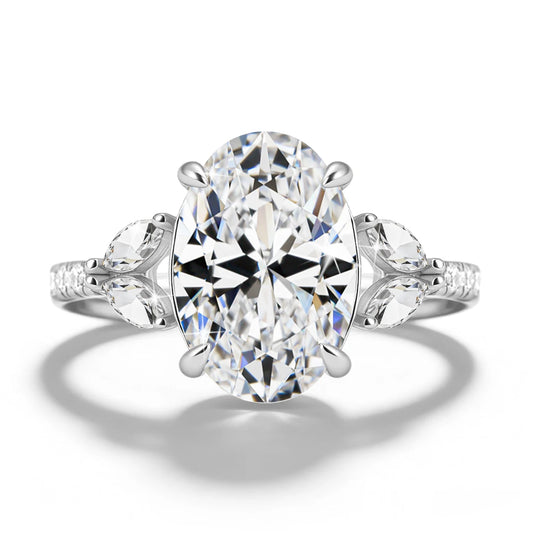 4.5ct Oval Cut Moissanite Engagement Ring for Women, 925 Sterling Silver D Color VVS1 Diamond Ring  Promise Wedding Fine Jewelry