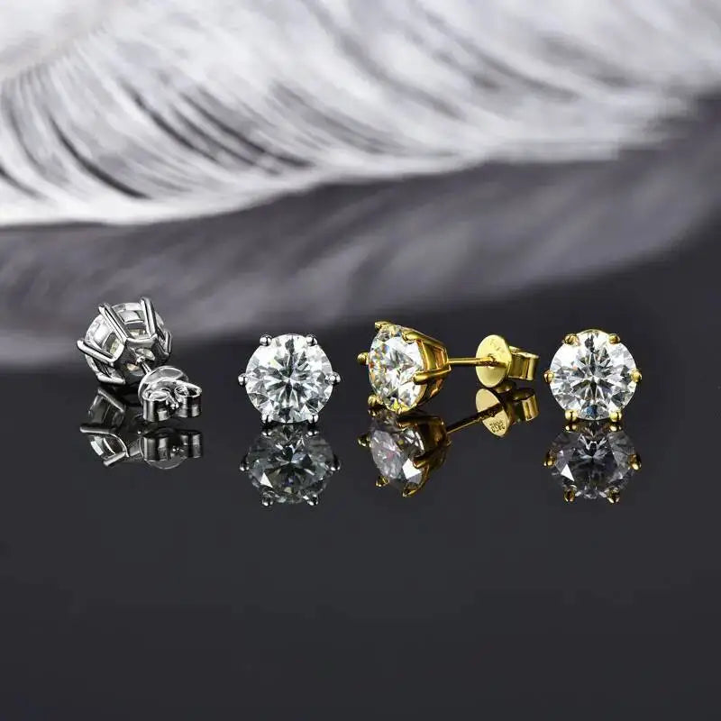 JoiasHome 925 Silver Gold Plated Moissanite Set Earrings Pendant Necklace For Women Men Gift
