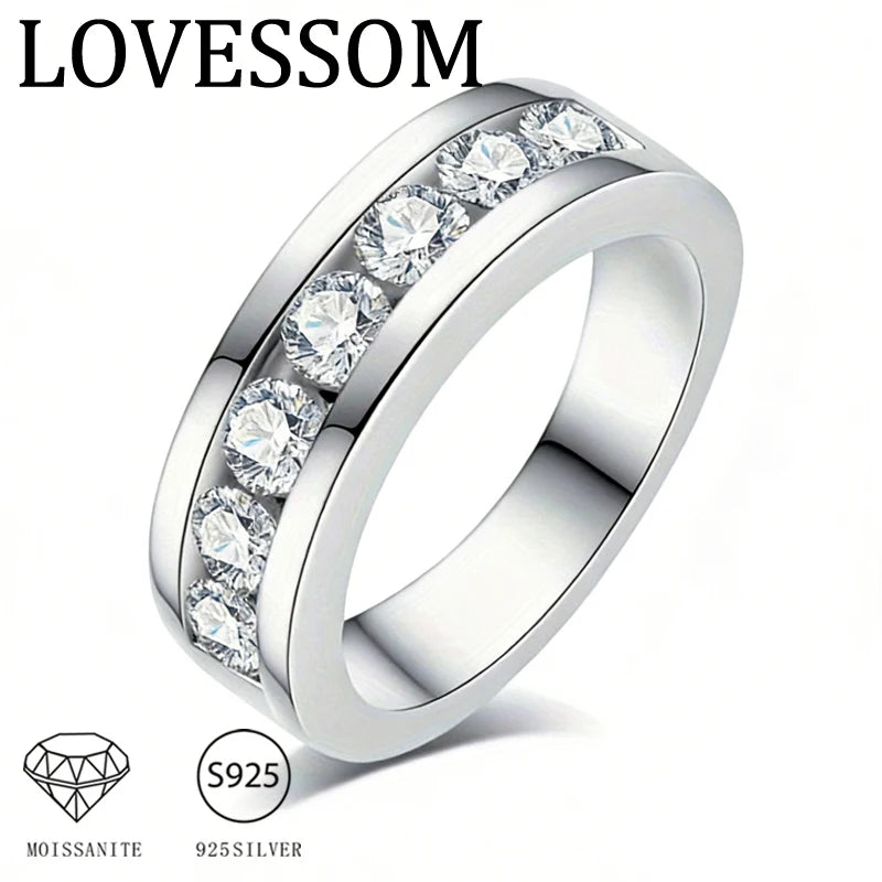 A Simple and Stylish 925 Sterling Silver Ring with a 2.1-Carat Moissanite, Perfect as a Gift for Women.