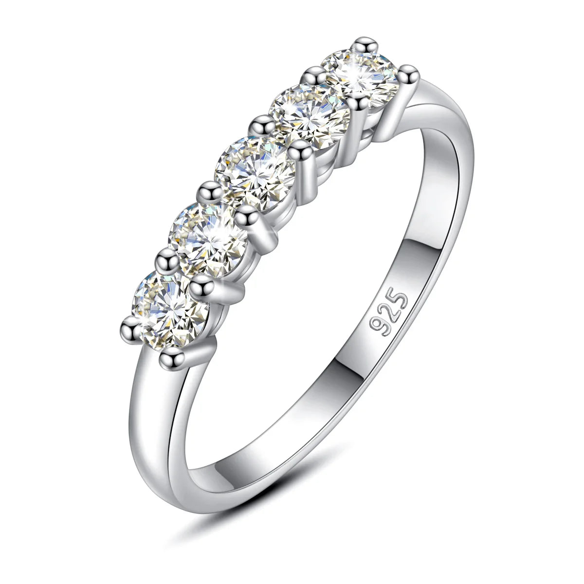 5pcs Stones Moissanite Diamond Ring for Woman Silver 925 100% Rose Gold Plated Fine Jewelry with Certified Engagement Gifts