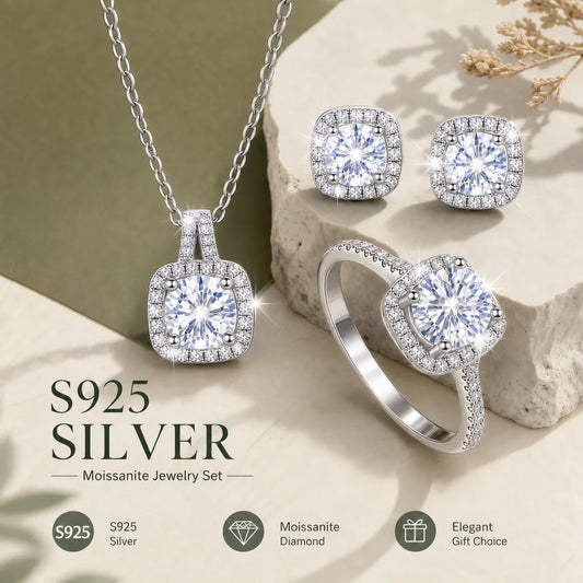 100% Real Moissanite With GRA Ceritificate Jewellry Earrings Necklace Rings S925 Silver Luxury Sparkling Diamond D VVS Gifts