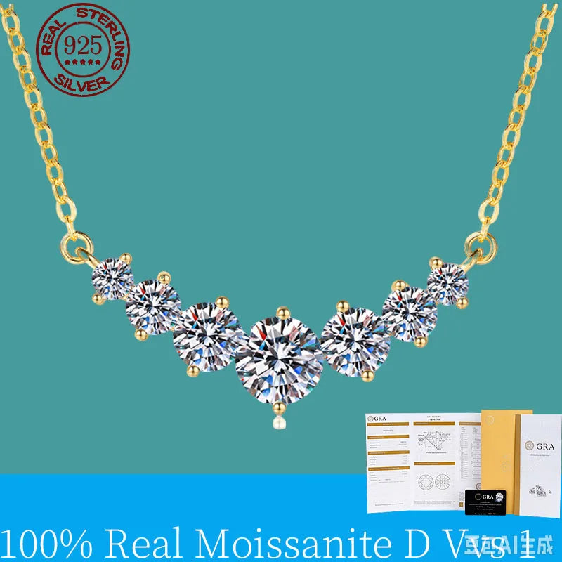 Moissanite Necklace for Woman S925 Sterling Sliver Diamond Pendant Plated Platinum Engagement Wedding Jewely