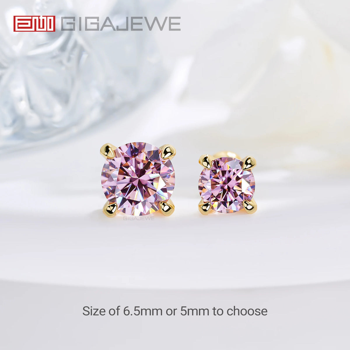 GIGAJEWE 925 Sterling Silver 4-Prong Stud Earrings D Color & Nova Color Moissanite Earrings for Women Fine Jewelry Gift