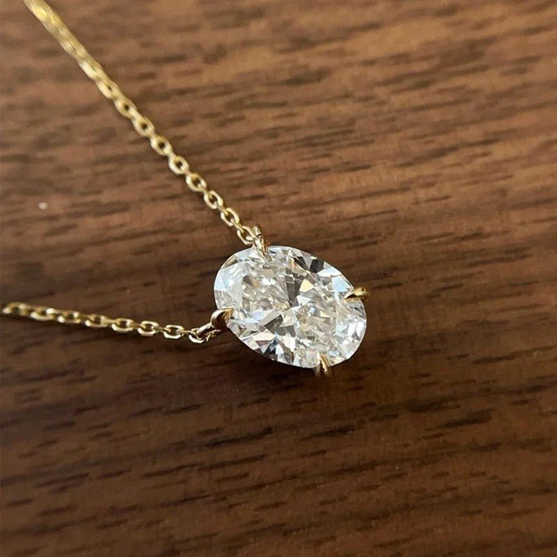 1/2/3Carat Oval Cut Solitaire Moissanite Pendant Necklace with certificate Diamond  Neckchain for women s925 silver Fine Jewelry