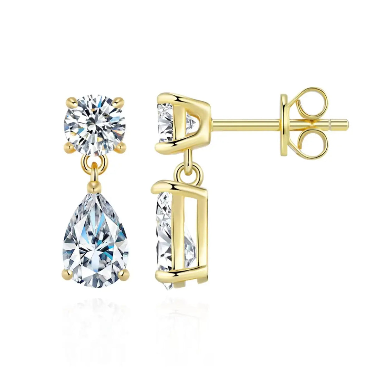 Simple 925 Sterling Silver Pear-Shaped Moissanite Stud Earrings (1.5 Carats X 2), Perfect for Everyday Wear.
