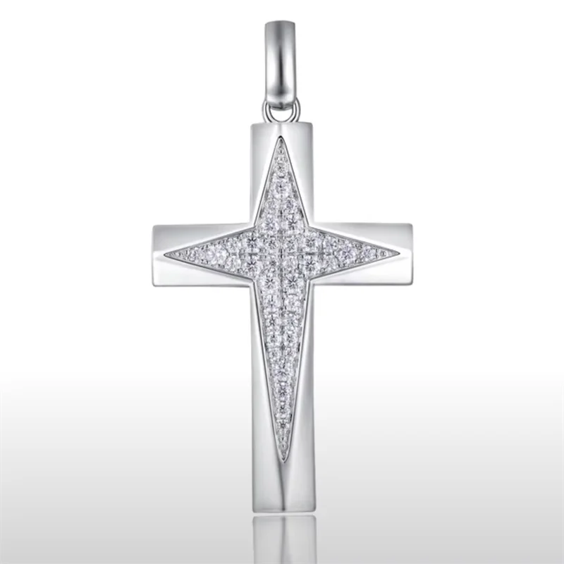 E019 Lefei Fashion Trendy Diamond-set Classic Moissanite Cross Square Stud Earrings For Women s925 Sterling Silver Party Jewelry