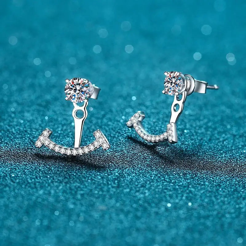 925 Sterling Silver Moissanite Stud Earrings 4 Prong Micro Pave Women Detachable Drop Earrings Fine Jewelry Gift