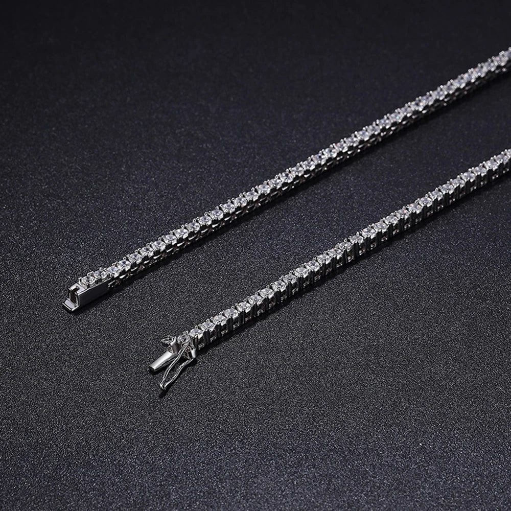 YLMyself 925 Silver Moissanite Tennis Necklace 2.5mm Diamond Chain 15-24 Inch Elegant Fine Jewelry Gift For Women