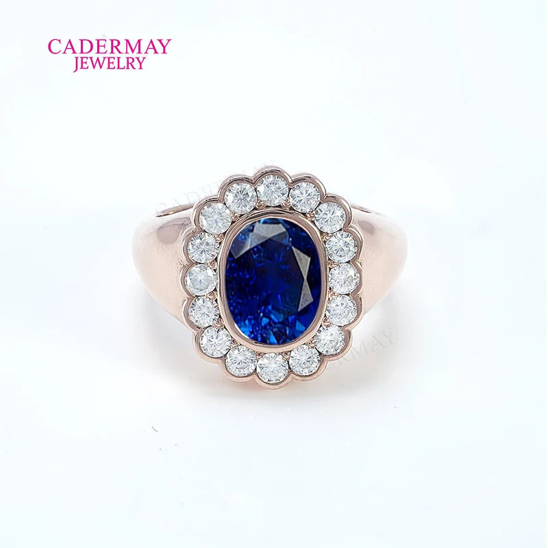 Chic Dainty Pinky Ring 925 Silver 6x8mm Oval Shape Light Blue Lab Grown Sapphire Moissanite Halo Ring Women Men