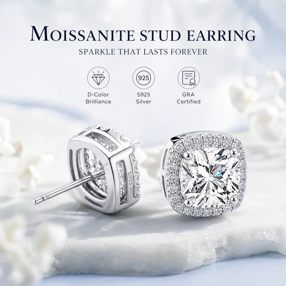 100% Real Moissanite With GRA Ceritificate Jewellry Earrings Necklace Rings S925 Silver Luxury Sparkling Diamond D VVS Gifts