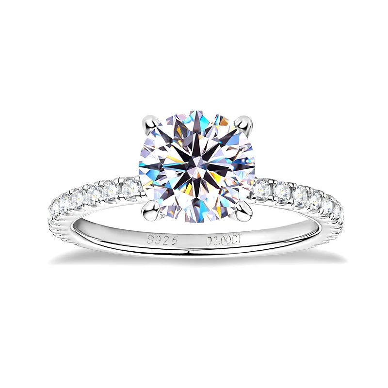 2 CT Round Pavé Solitaire Moissanite Ring