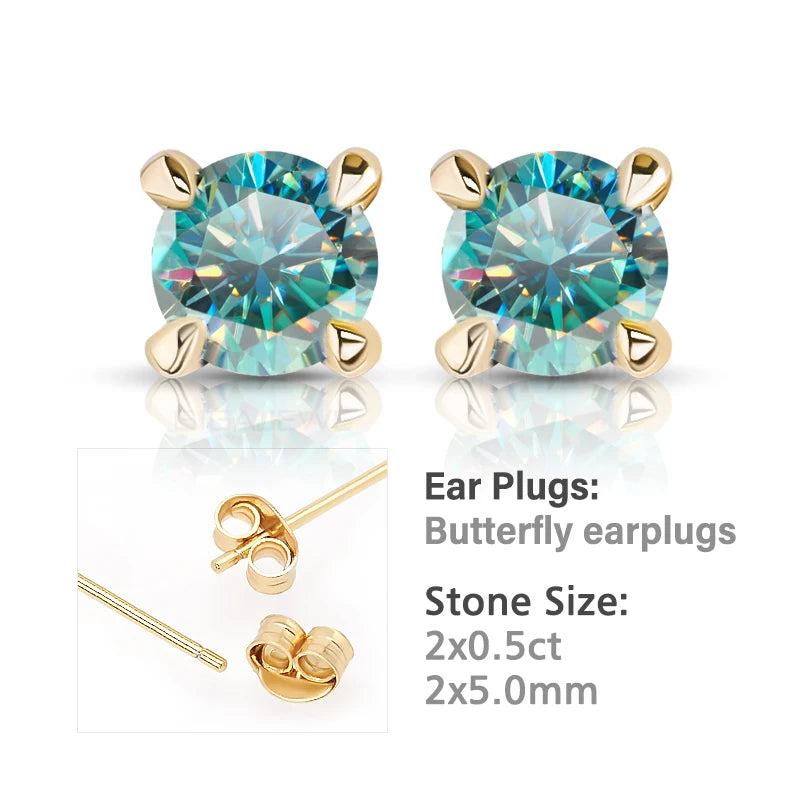 GIGAJEWE 925 Sterling Silver 4-Prong Stud Earrings D Color & Nova Color Moissanite Earrings for Women Fine Jewelry Gift