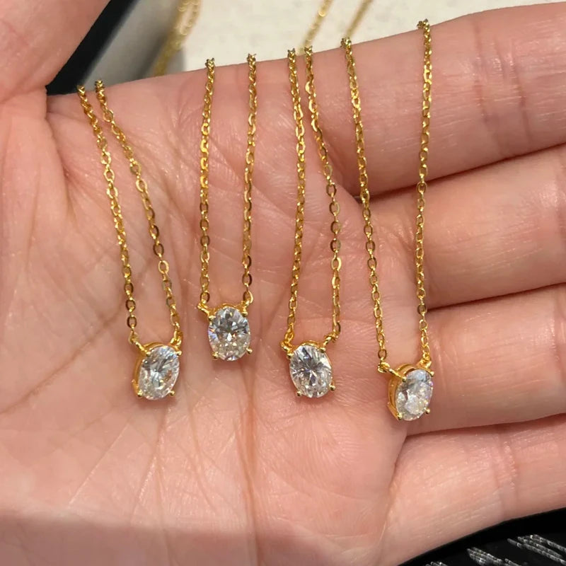 1/2/3Carat Oval Cut Solitaire Moissanite Pendant Necklace with certificate Diamond  Neckchain for women s925 silver Fine Jewelry