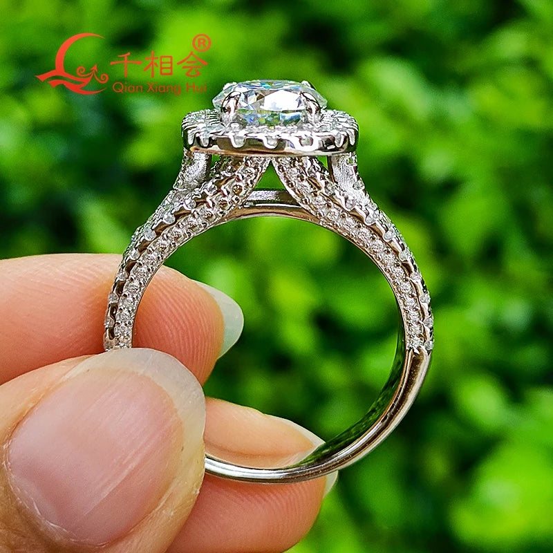 2ct 8mm cushion  Moissanite Ring three rows half Band 925 Silver hip hop Men women Diamonds Male Jewelry