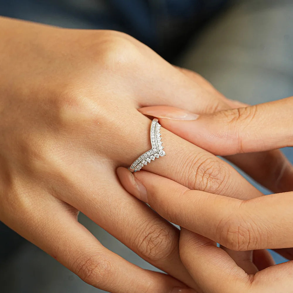 925 Sterling Silver Moissanite Wedding Bands Fine Jewelry Ring For Women