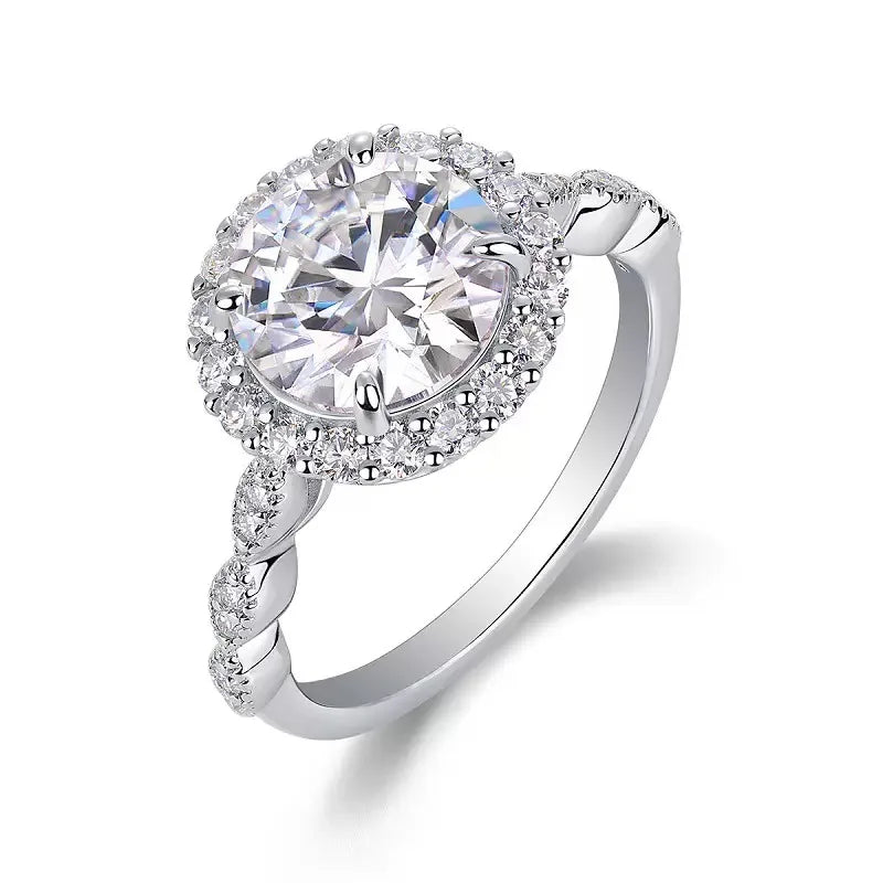 3ct D Color Moissanite Halo Engagement Ring Women 925 Sterling Silver Full Mosan Diamond Wedding Rings Pass Tester Wholesale