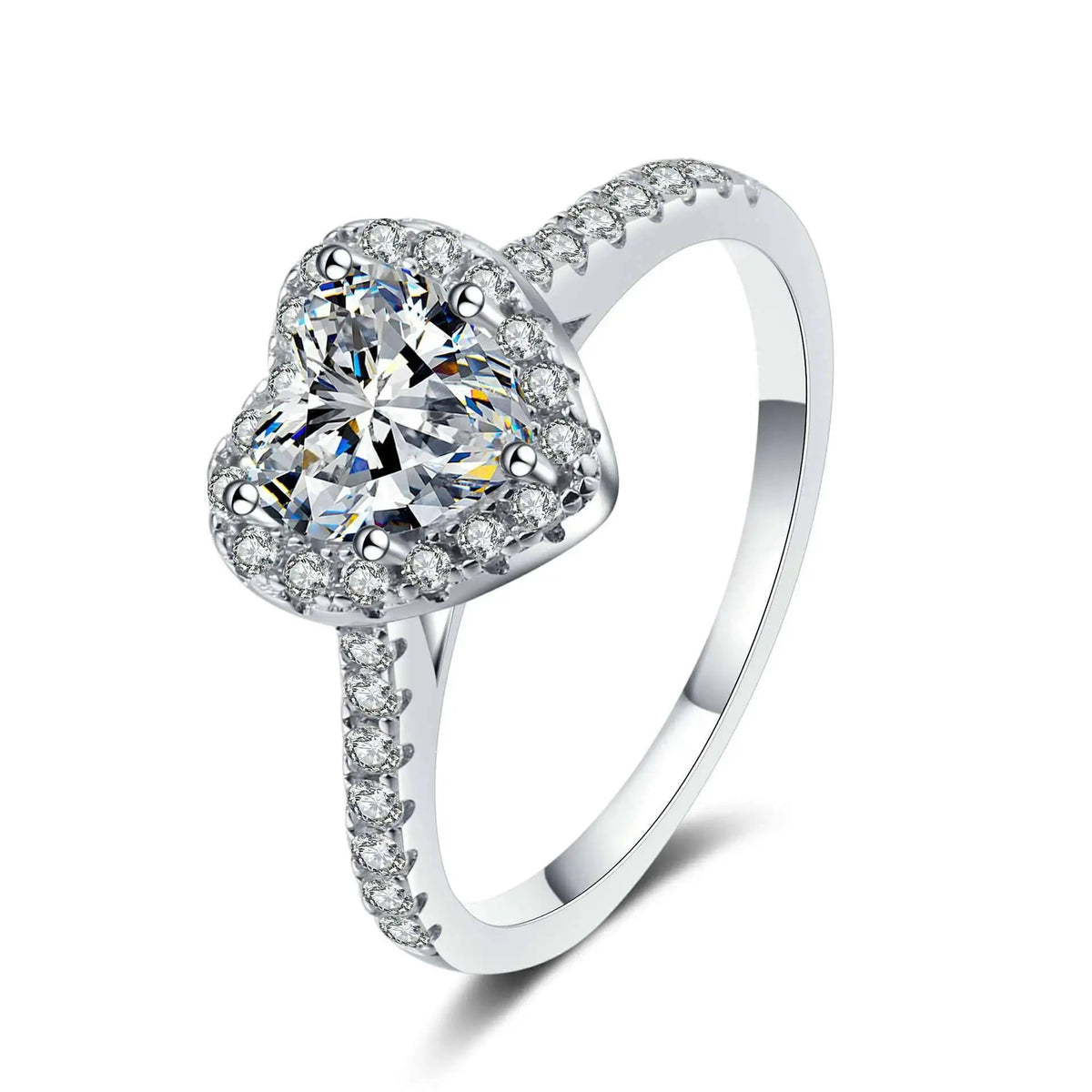 D Color Moissanite Women's Ring Real 925 Sterling Silver Heart-shaped Shining Ring With Certificate Proposal Luxury Jewelry Gift
