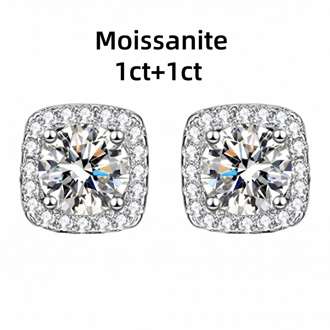 1ct D Color Moissanite Earring for Women Wedding Fine Jewely with GRA 925 Sterling Sliver Plated 18k White Gold Earring Gift