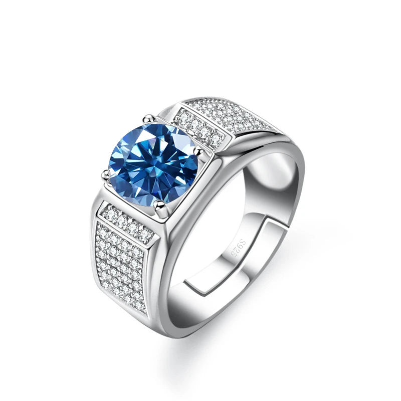 JoyceJelly Gorgeous 925 Sterling Silver Moissanite Ring For Men Boss Male Rings Wedding Engagement Party Luxury Jewelry Size7-11