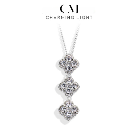 CHARMING Sparkling D Color Moissanite Diamond Necklace 925 Silver Pendant Necklaces Fine Jewelry for Women Gift With Certificate