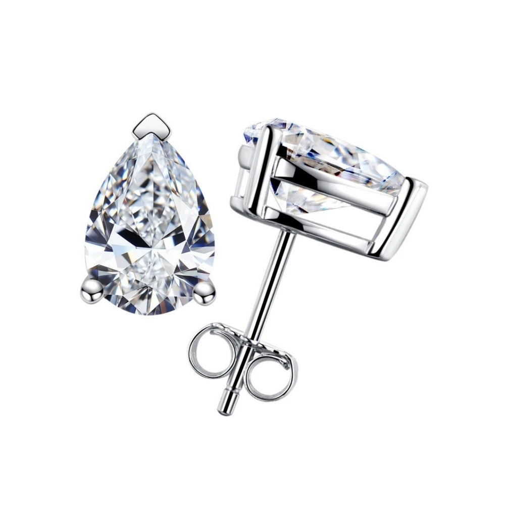 0.5-4Ct Pear Cut/Water Drop Moissanite Earrings Minimalist Stylish Stud Earrings for Women S925 Sterling Silver with Certificate