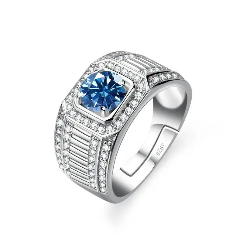 1CT Moissanite Men's Ring 925 Sterling Silver With Bright Fire Color Luxury Couple Wedding Band For Men 2026