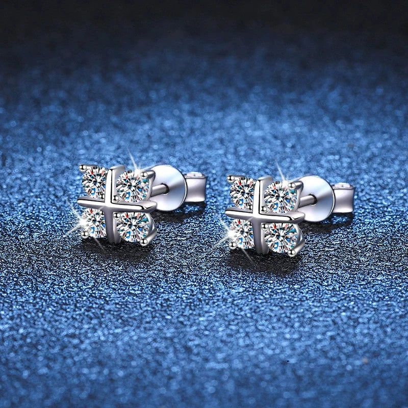 Tezzc Moissanite Jewelry Sets For Women S925 Sterling Silver with Certificates Diamond Pendant Necklace Earring Wedding Jewelry