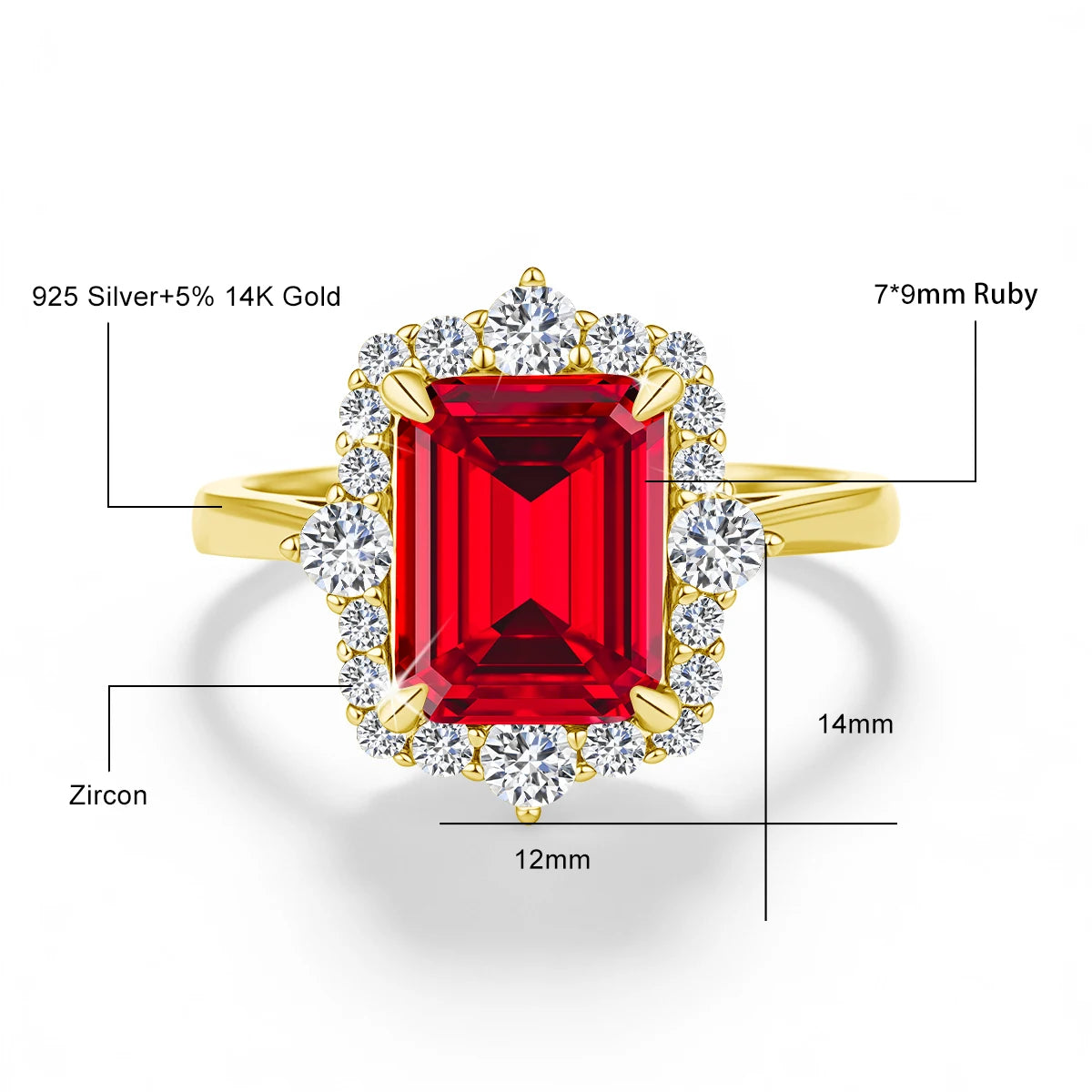 Solid 14K Gold Filled 3CT Emerald Cut Moissanite Stackable Ring Set Au585 Luxury Engagement Ring for Women Bridal Gift Jewelry