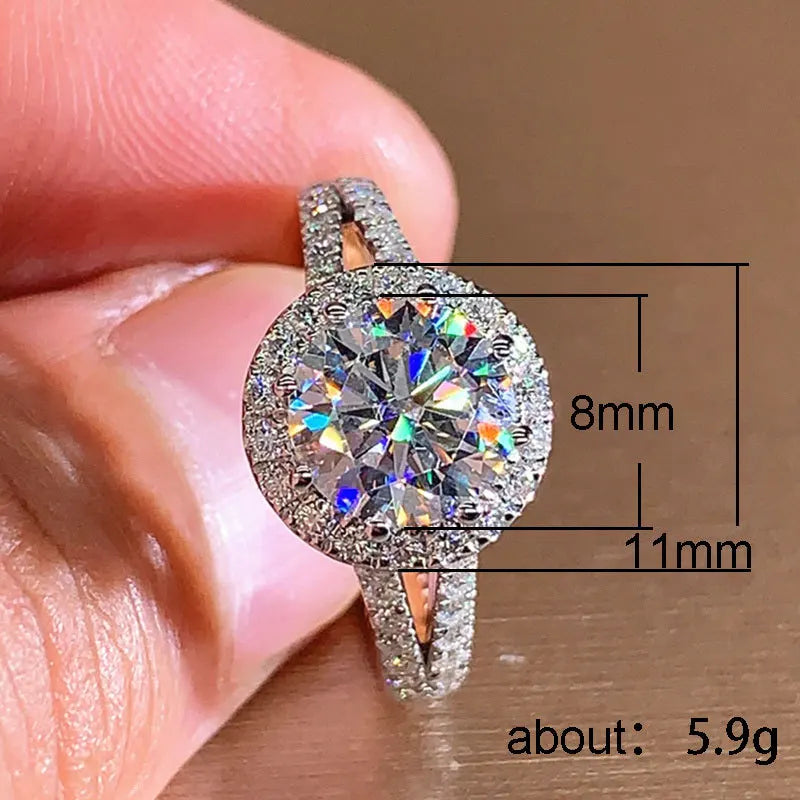 1–2 CT Round Halo Moissanite Engagement Ring
