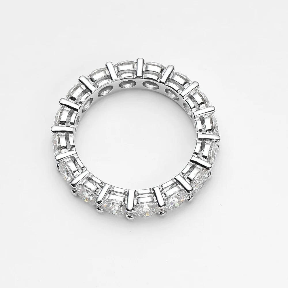 OEVAS 5MM Moissanite Full Eternity Band For Women S925 Sterling Silver Plated 18K Gold Lab Diamond Band Wedding Fine Jewelry