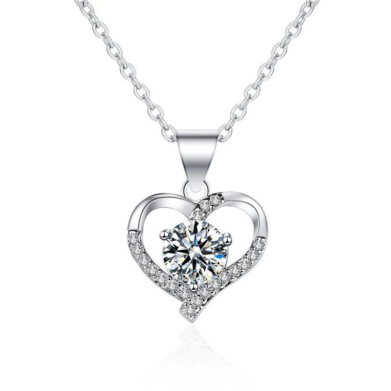 PT950 Heart-Shaped Pendant Necklace for Women, Moissanite Pendant Wholesale