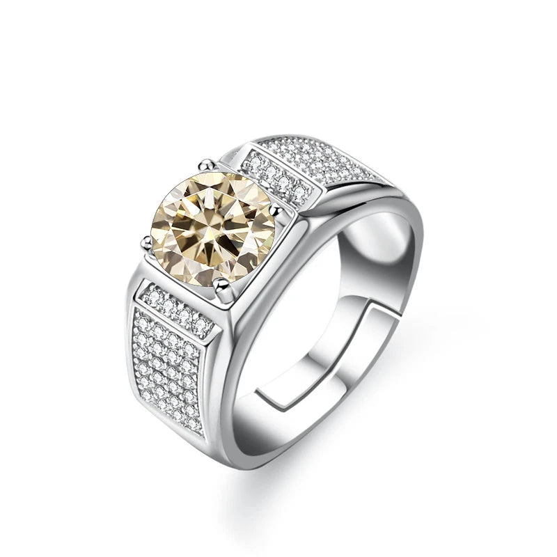 JoyceJelly Gorgeous 925 Sterling Silver Moissanite Ring For Men Boss Male Rings Wedding Engagement Party Luxury Jewelry Size7-11