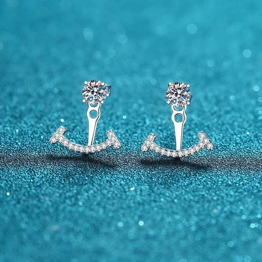 Micro Pavé Moissanite Stud Earrings with Detachable Drop