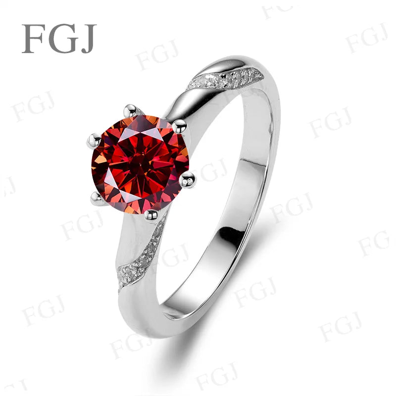 Moissanite Women Rings Straight-Shank 6 Prongs Psychic Style Ring S925 Women's Engagement Band Wedding Fashion Jewelry Gifts