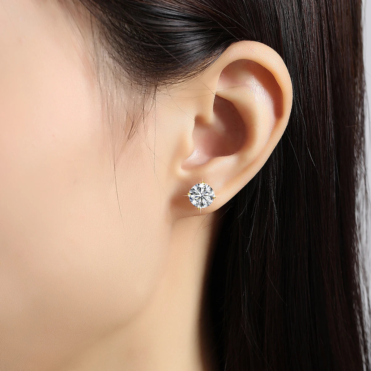 925 Silver Moissanite Round Stud Earrings for Women Men GRA Certified Moissnaites 18K Gold  Plated Ear Studs Wedding Jewelry