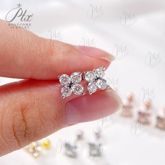 Moissanite Stud Earrings 925 Sterling Silver Screw-Back Piercing Ear Jewelry for Women Men Gifts