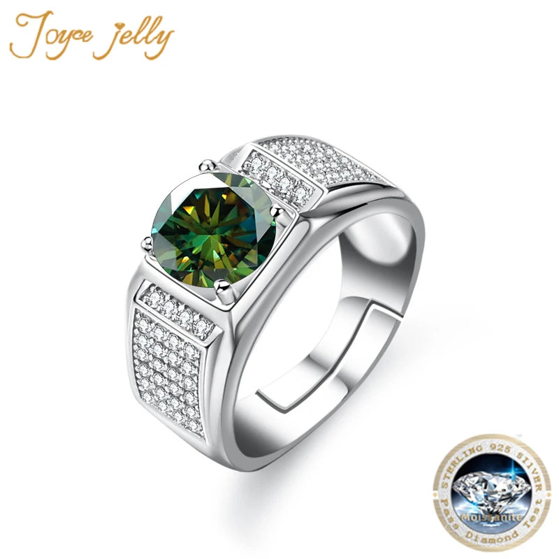 JoyceJelly Gorgeous 925 Sterling Silver Moissanite Ring For Men Boss Male Rings Wedding Engagement Party Luxury Jewelry Size7-11