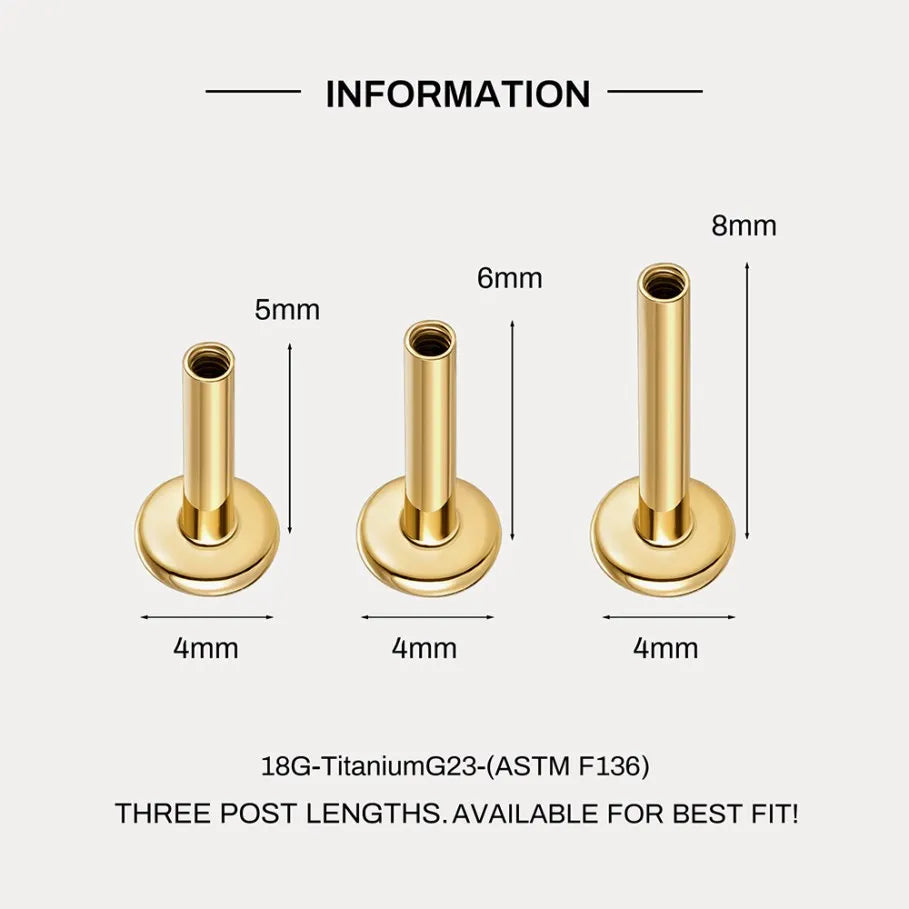 DIeSchein Genuine 14k Solid Gold Flat Back Moissanite Stud Earrings Minimalist Tragus Piercing Cartilage 14k Earring for Women
