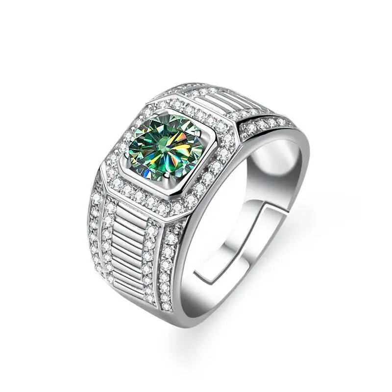 1CT Moissanite Men's Ring 925 Sterling Silver With Bright Fire Color Luxury Couple Wedding Band For Men 2026