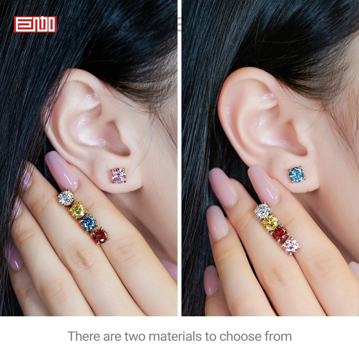 GIGAJEWE 925 Sterling Silver 4-Prong Stud Earrings D Color & Nova Color Moissanite Earrings for Women Fine Jewelry Gift